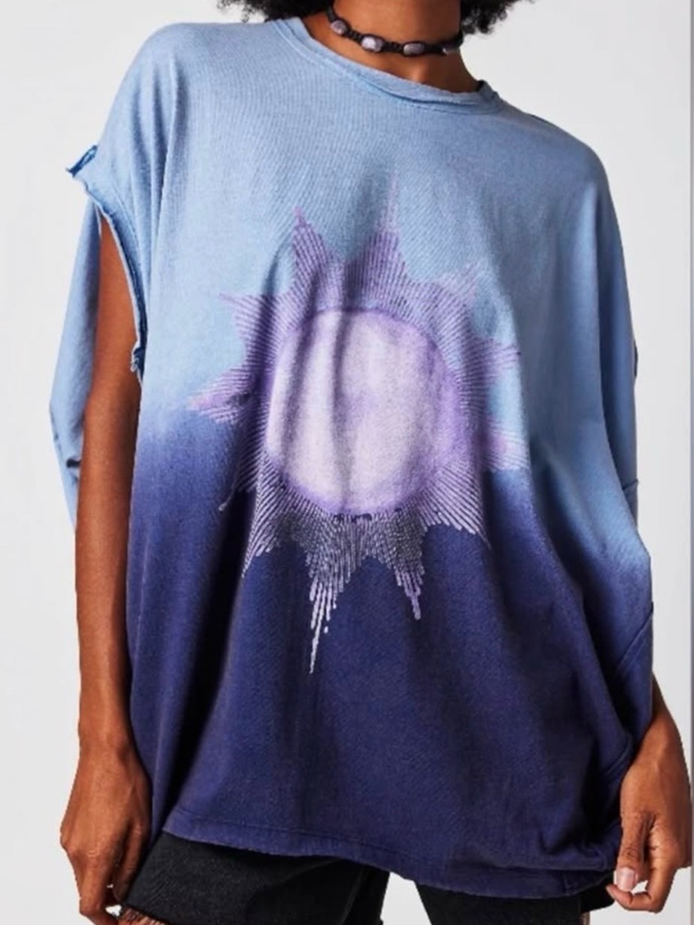 We The Free Blue Ombre Sunburst Short Sleeve Tee